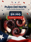 Pulpo del Norte Cocido (frasco vidrio 1000 cc.) - 500g Drenado